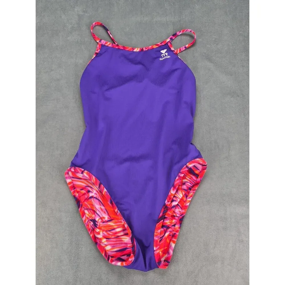 TYR Women's Speedwarp Durafast Elite Cutoutfit Multiclor Reversible Size S NWOT